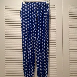Blue and white joggers.
